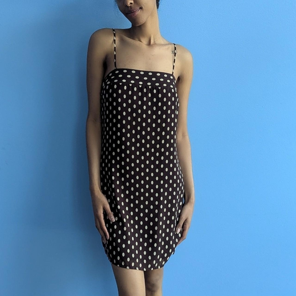 Brown Polka Dot Mini Dress
